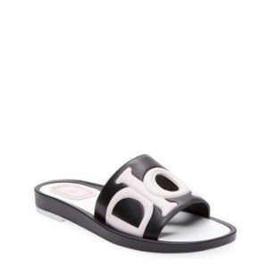 D  i o  r Women's Black Leather Slip-on Sandal